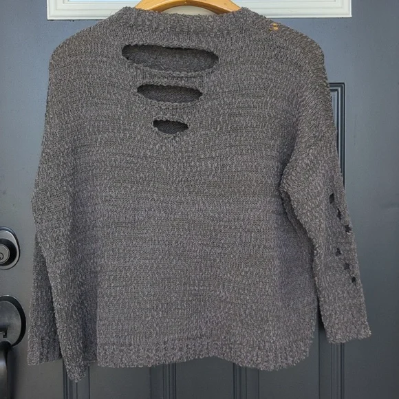 Umgee Amelia brown, distressed oversized sweater size medium - Picture 4 of 8